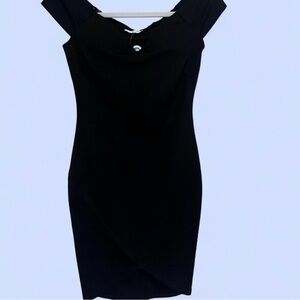 Elegant Black Off-Shoulder Dress New with Tags Boutique Classic Medium
